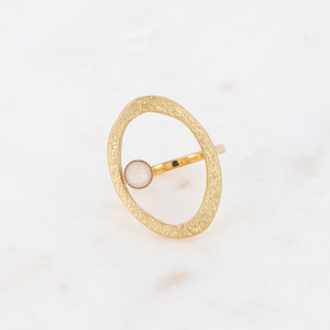 Χρυσό δαχτυλίδι bastien με πέτρα ivory - ημιπολύτιμες πέτρες, ατσάλι, μεγάλα, φθηνά - 3
