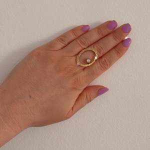 Χρυσό δαχτυλίδι bastien με πέτρα ivory - ημιπολύτιμες πέτρες, ατσάλι, μεγάλα, φθηνά - 2