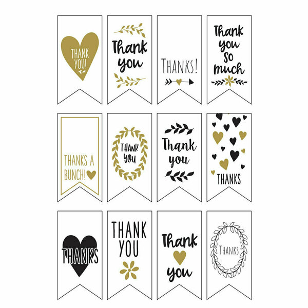Εκτυπώσιμες ετικέτες Thank You σε 12 σχέδια Black-Gold - αυτοκόλλητα, κάρτες - 2