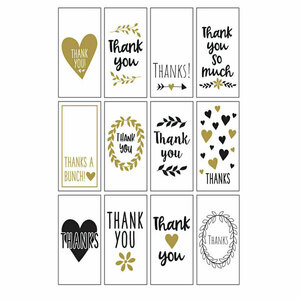 Εκτυπώσιμες ετικέτες Thank You σε 12 σχέδια Black-Gold - αυτοκόλλητα, κάρτες - 3