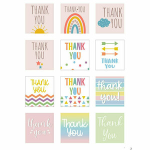 Εκτυπώσιμες ετικέτες Thank You σε 12 σχέδια Multicolor - αυτοκόλλητα, κάρτες - 4