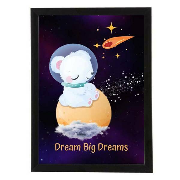 Παιδικό καδράκι Dream Big Dreams 21x30cm Σε 2 Χρώματα - πίνακες & κάδρα, κορίτσι, αγόρι, ζωάκια, παιδικά κάδρα - 2