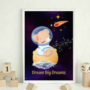 Παιδικό καδράκι Dream Big Dreams 21x30cm Σε 2 Χρώματα - πίνακες & κάδρα, κορίτσι, αγόρι, ζωάκια, παιδικά κάδρα - 4