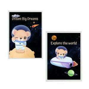 Παιδικά Καδράκια (Σετ 2τμχ) Dream Big Dreams 21x30cm Πλαστικό - πίνακες & κάδρα, κορίτσι, αγόρι, ζωάκια, παιδικά κάδρα