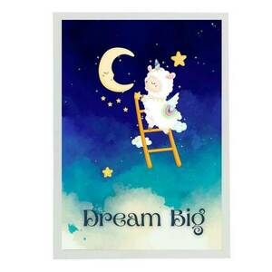 Παιδικό Καδράκι Dream Big Little Llama 21x30cm - πίνακες & κάδρα, κορίτσι, αγόρι, ζωάκια, παιδικά κάδρα