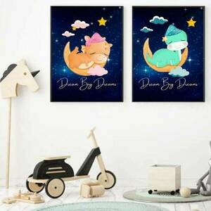 Παιδικό Καδράκι Dream Big Dreams Little Dragon Des.1 21x30cm - πίνακες & κάδρα, κορίτσι, αγόρι, ζωάκια, παιδικά κάδρα - 3