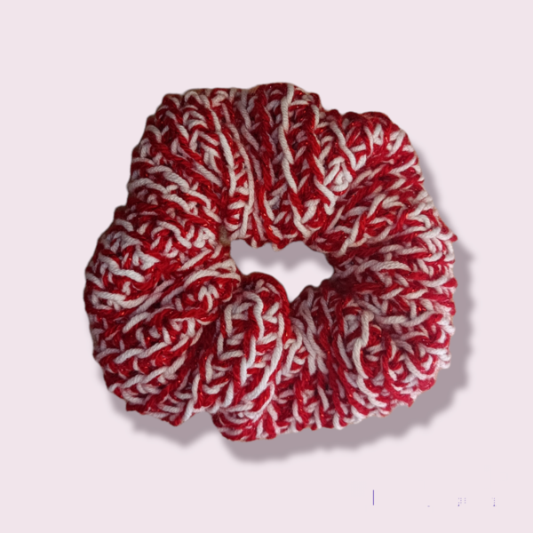 Christmas χειροποίητο πλεκτό scrunchie - μαλλί, λαστιχάκια μαλλιών - 2