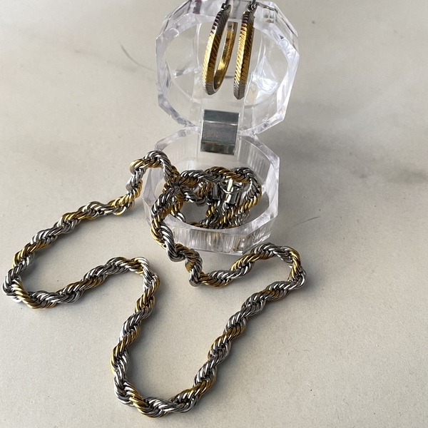 Silver & Gold Necklace - αλυσίδες, επιχρυσωμένα, μακριά, ατσάλι - 2