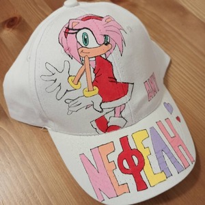 παιδικό καπέλο jockey με όνομα και θέμα amy από sonic ( σόνικ ) - καπέλα - 3