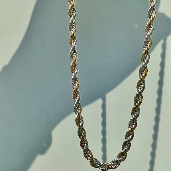 Silver & Gold Necklace - αλυσίδες, επιχρυσωμένα, μακριά, ατσάλι - 3