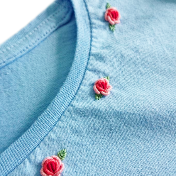 Κοντομάνικο μπλουζάκι 100% Organic Cotton BABY BLUE - κεντητά, t-shirt, 100% βαμβακερό - 2