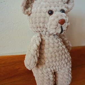 Πλεκτο βελουτε αρκουδακι/ stuffed crochet bear - λούτρινα - 3