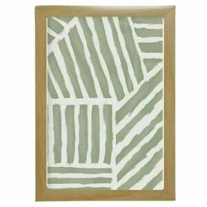 Κάδρο JAPANDI STYLE γεωμετρικό σε olive green με ξύλινη κορνίζα σε φυσικό χρώμα (32 χ 22 εκ. ) - πίνακες & κάδρα, διακόσμηση σαλονιού
