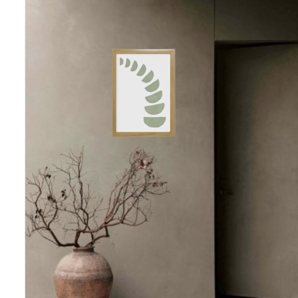 Κάδρο JAPANDI STYLE σε olive green με ξύλινη κορνίζα σε φυσικό χρώμα (32 χ 22 εκ. ) - πίνακες & κάδρα, διακόσμηση σαλονιού - 4