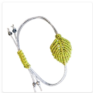 Oly macrame βραχιόλι φύλλο - νήμα, μακραμέ, φύλλο, χεριού, αυξομειούμενα