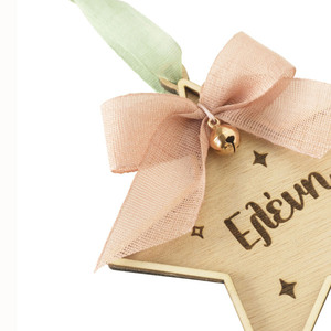 Προσωποποιημένο ξύλινο στολίδι - κορίτσι - 11εκ - ξύλο, αστέρι, χριστουγεννιάτικα δώρα, στολίδια, προσωποποιημένα - 3