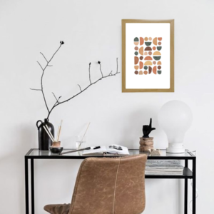 Κάδρο abstract art boho με ξύλινη κορνίζα σε φυσικό χρώμα (32 χ 22 εκ. ) - πίνακες & κάδρα, διακόσμηση σαλονιού - 2