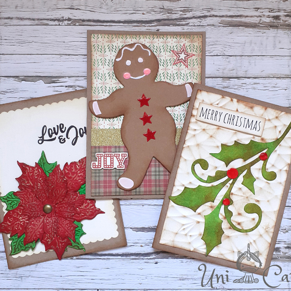 Σετ 3 χριστουγεννιάτικων καρτών 02 - νήμα, ευχετήριες κάρτες - 5