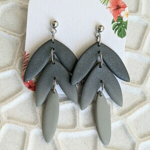 Polymer clay dangle earrings 1 - δάκρυ, πηλός, κρεμαστά, μεγάλα - 2