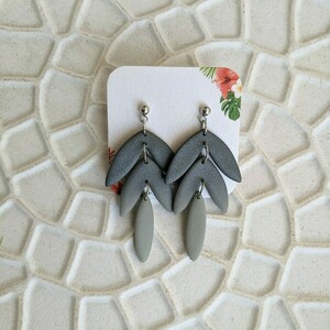 Polymer clay dangle earrings 1 - δάκρυ, πηλός, κρεμαστά, μεγάλα - 3