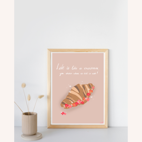 Croissant Art Print A4 - αφίσες, πίνακες ζωγραφικής