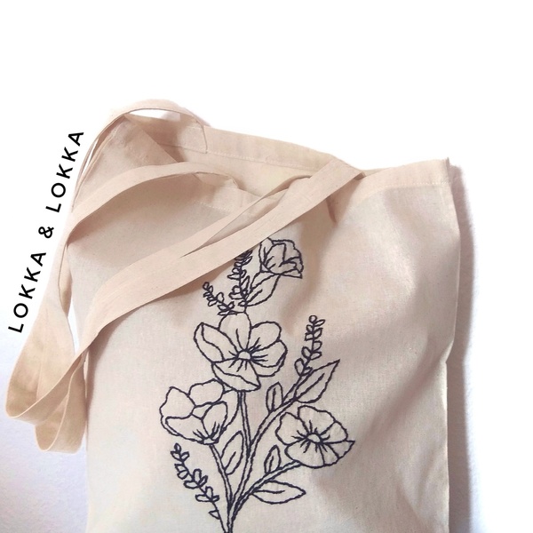 Τσάντα πολλαπλών χρήσεων - flowers - - ύφασμα, ώμου, all day, tote, πάνινες τσάντες - 2