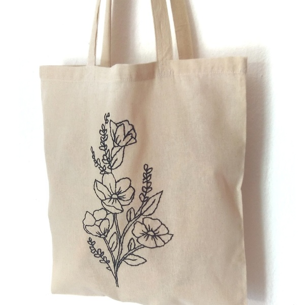 Τσάντα πολλαπλών χρήσεων - flowers - - ύφασμα, ώμου, all day, tote, πάνινες τσάντες - 3