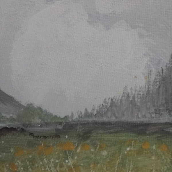 Cloudy Mountains 10 - Καμβάς με ακρυλικά Abstract Landscape - 20*25 - πίνακες & κάδρα, πίνακες ζωγραφικής - 3