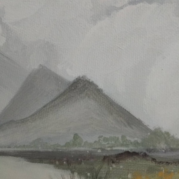 Cloudy Mountains 10 - Καμβάς με ακρυλικά Abstract Landscape - 20*25 - πίνακες & κάδρα, πίνακες ζωγραφικής - 4