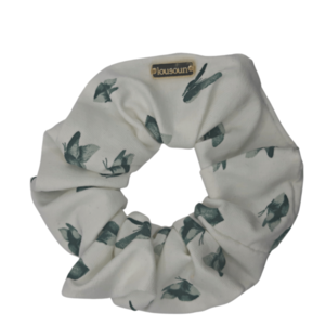 Scrunchie classic λευκό πεταλούδα - ύφασμα, λαστιχάκια μαλλιών, satin scrunchie