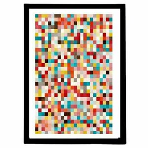 Κάδρο abstract art print " pixel " με ξύλινη κορνίζα σε φυσικό ή μαύρο χρώμα (32 χ 22 εκ. ) - πίνακες & κάδρα, διακόσμηση σαλονιού