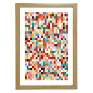 Κάδρο abstract art print " pixel " με ξύλινη κορνίζα σε φυσικό ή μαύρο χρώμα (32 χ 22 εκ. ) - πίνακες & κάδρα, διακόσμηση σαλονιού - 2