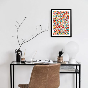Κάδρο abstract art print " pixel " με ξύλινη κορνίζα σε φυσικό ή μαύρο χρώμα (32 χ 22 εκ. ) - πίνακες & κάδρα, διακόσμηση σαλονιού - 3