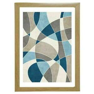 Κάδρο abstract art print geometric σε αποχρώσεις γκρι-μπλε με ξύλινη κορνίζα σε φυσικό ή μαύρο χρώμα (42 χ 32 εκ. ) - πίνακες & κάδρα, διακόσμηση σαλονιού - 2