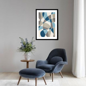 Κάδρο abstract art print geometric σε αποχρώσεις γκρι-μπλε με ξύλινη κορνίζα σε φυσικό ή μαύρο χρώμα (42 χ 32 εκ. ) - πίνακες & κάδρα, διακόσμηση σαλονιού - 3