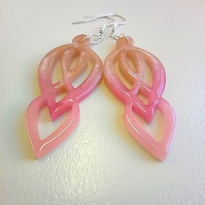 Σκουλαρίκια με υγρό γυαλί αποχρώσεις του ροζ - γυαλί, boho, κρεμαστά, δώρα γενεθλίων, δώρα για γυναίκες - 4