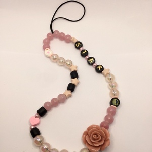 Phone strap - Λουράκι για το κινητό old rose & stars - statement, charms, λουράκια - 2