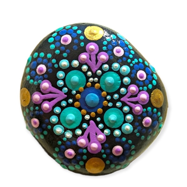 Mandala ζωγραφισμένο σε διακοσμητική πέτρα. Διαστάσεις 5 εκ * 5 εκ. - πέτρα, διακοσμητικές πέτρες