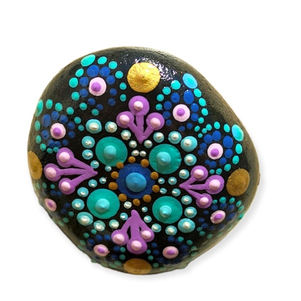 Mandala ζωγραφισμένο σε διακοσμητική πέτρα. Διαστάσεις 5 εκ * 5 εκ. - πέτρα, διακοσμητικές πέτρες - 2