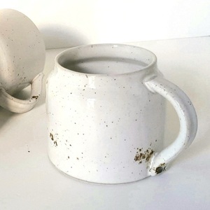 Χειροποίητη stoneware κούπα λευκή - 300ml - πηλός, κούπες & φλυτζάνια - 3