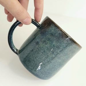 Χειροποίητη stoneware κούπα Μπλε - Καφέ - 300ml - πηλός, κούπες & φλυτζάνια - 2