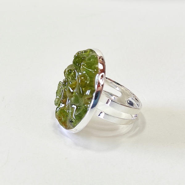 Δαχτυλίδι πράσινο με ημιπολύτιμες πέτρες περίδοτο - ημιπολύτιμες πέτρες, γεωμετρικά σχέδια, μεγάλα, αυξομειούμενα, φθηνά - 3