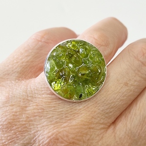 Δαχτυλίδι πράσινο με ημιπολύτιμες πέτρες περίδοτο - ημιπολύτιμες πέτρες, γεωμετρικά σχέδια, μεγάλα, αυξομειούμενα, φθηνά - 2