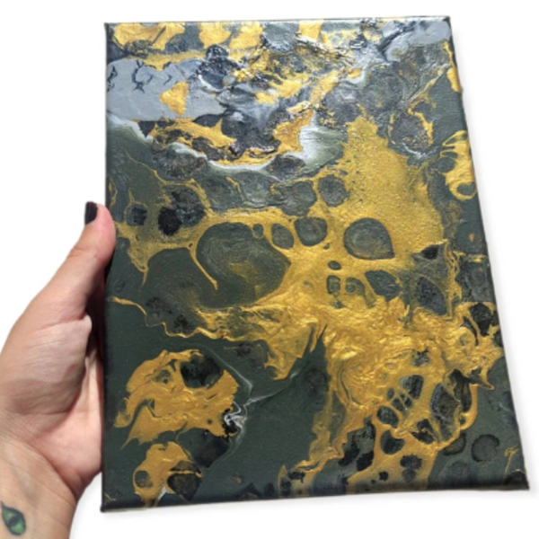 Καμβάς με αφηρημένη τέχνη μαύρο χρυσό. Διαστάσεις 17 εκ χ 23 εκ. - πίνακες & κάδρα, πίνακες ζωγραφικής - 2