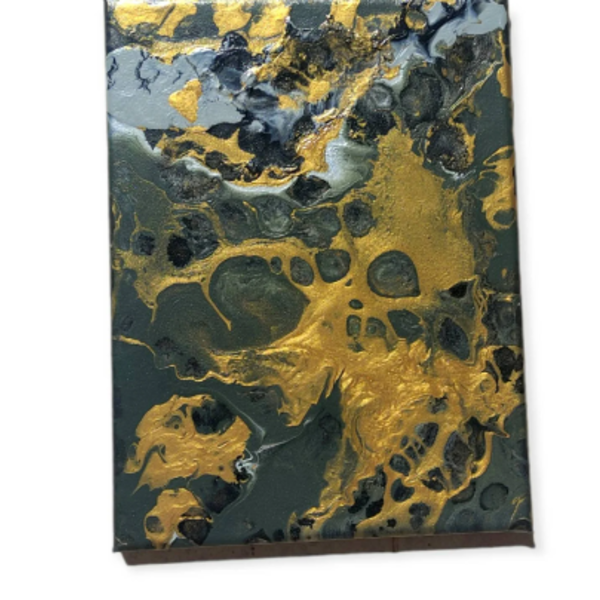 Καμβάς με αφηρημένη τέχνη μαύρο χρυσό. Διαστάσεις 17 εκ χ 23 εκ. - πίνακες & κάδρα, πίνακες ζωγραφικής - 3