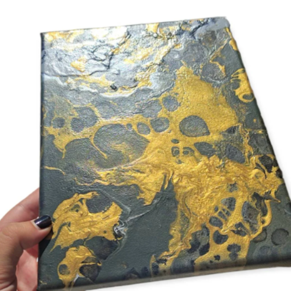 Καμβάς με αφηρημένη τέχνη μαύρο χρυσό. Διαστάσεις 17 εκ χ 23 εκ. - πίνακες & κάδρα, πίνακες ζωγραφικής - 4