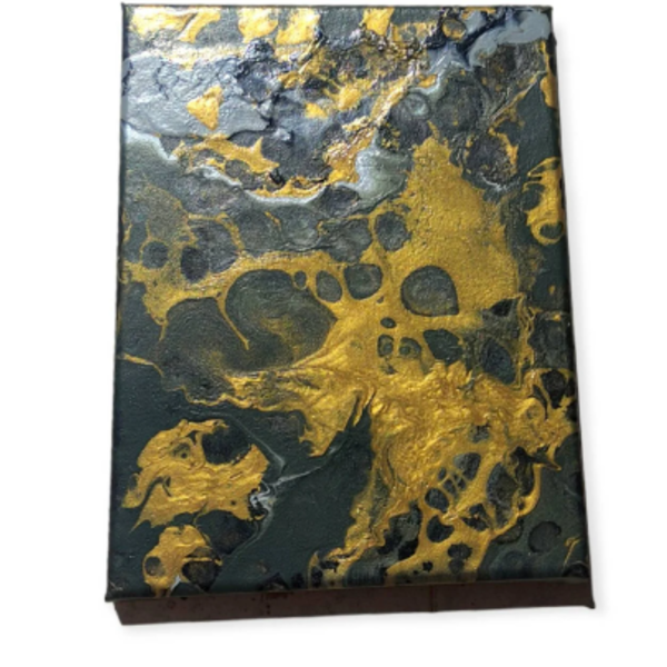Καμβάς με αφηρημένη τέχνη μαύρο χρυσό. Διαστάσεις 17 εκ χ 23 εκ. - πίνακες & κάδρα, πίνακες ζωγραφικής - 5