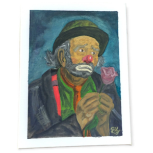 Ελαιογραφία σε καμβά 40χ30 εκ. Πορτρέτο του λυπημένου κλόουν Emmett Kelly. - πίνακες & κάδρα, πίνακες ζωγραφικής - 4