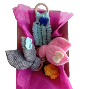 Ξύλινο μασητικό κρικάκι οδοντοφυΐας τιρκουάζ χταπόδι με λουλούδι. Υψος 18εκ - βρεφικά, amigurumi, δώρα για μωρά, μασητικά μωρού - 5