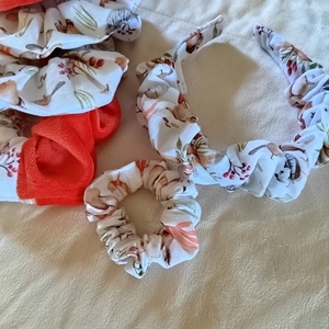 Χειροποίητη υφασματινη scrunchie στέκα μαλλιών σε άσπρο χρώμα με φθινοπωρινή παρασταση 40cm μήκος 1τμχ - ύφασμα, ιδεά για δώρο, στέκες μαλλιών παιδικές, στέκες - 3